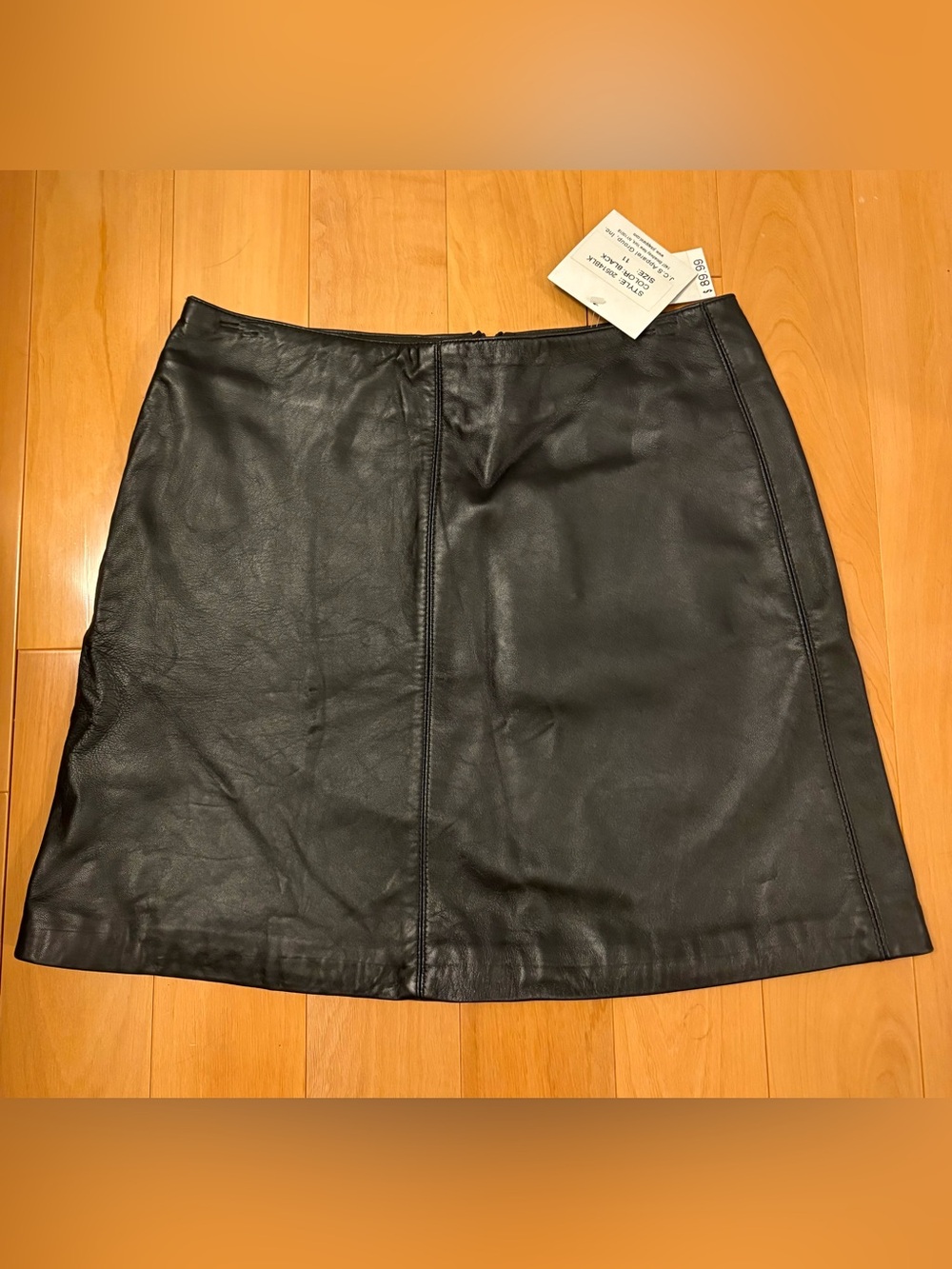 Vintage Classic Black Leather A-Line Skirt by Rampage